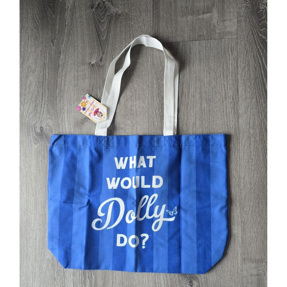 Dolly Parton Blue Striped Canvas Tote Bag What Would Dolly Do? NWT Licensed 🦋